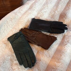 Vintage Elegant Leather Gloves for Women- Black, Brown, & Green